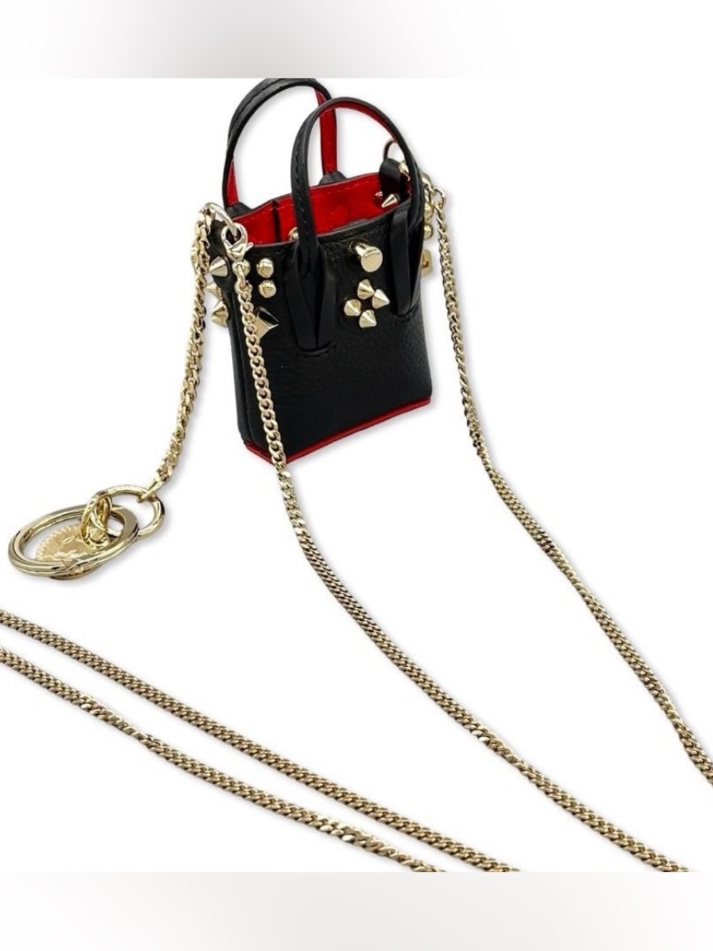 CHRISTIAN LOUBOUTIN CABATA MICRO SPIKE LEATHER, AIRPODS BAG - Picture 2 of 8